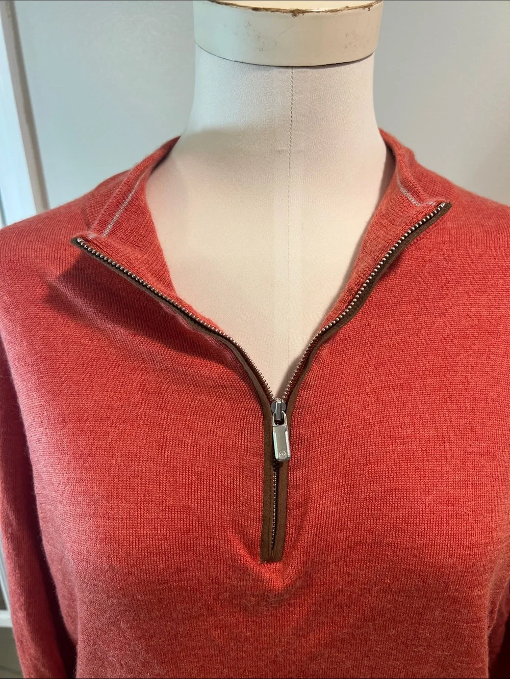 Peter Millar autumn crest  1/4 zip burnt orange merino wool lightweight sweater